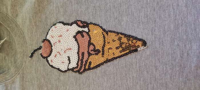 Фотография покупателя товара Термоаппликация «Мороженое», с пайетками, 22 × 10 см, цвет золотой/розовый - Фото 3