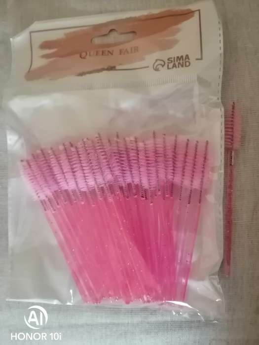 Фотография покупателя товара Набор щёточек для бровей и ресниц, 9,5 см, 50 шт, цвет розовый - Фото 1
