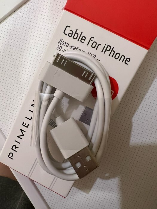 Фотография покупателя товара Кабель Prime Line (7200) Apple 30-pin iPhone 3G/4/iPad, белый, 1,2 метра - Фото 1