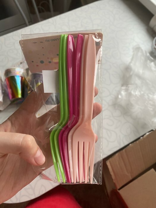 Фотография покупателя товара Вилки пластиковые, 6 шт., цвет розовый - Фото 3