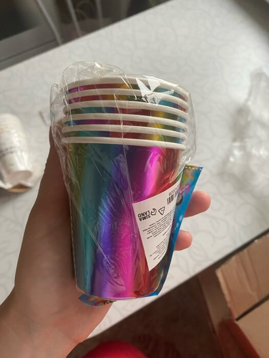 Фотография покупателя товара Стакан бумажный, набор 6 шт., цвет радуга - Фото 1