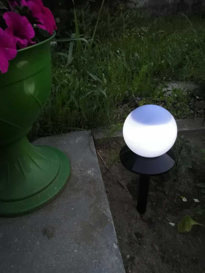 Фотография покупателя товара Садовый светильник «Старт» на солнечной батарее «Сфера», 15 × 48 × 15 см, свечение белое - Фото 6