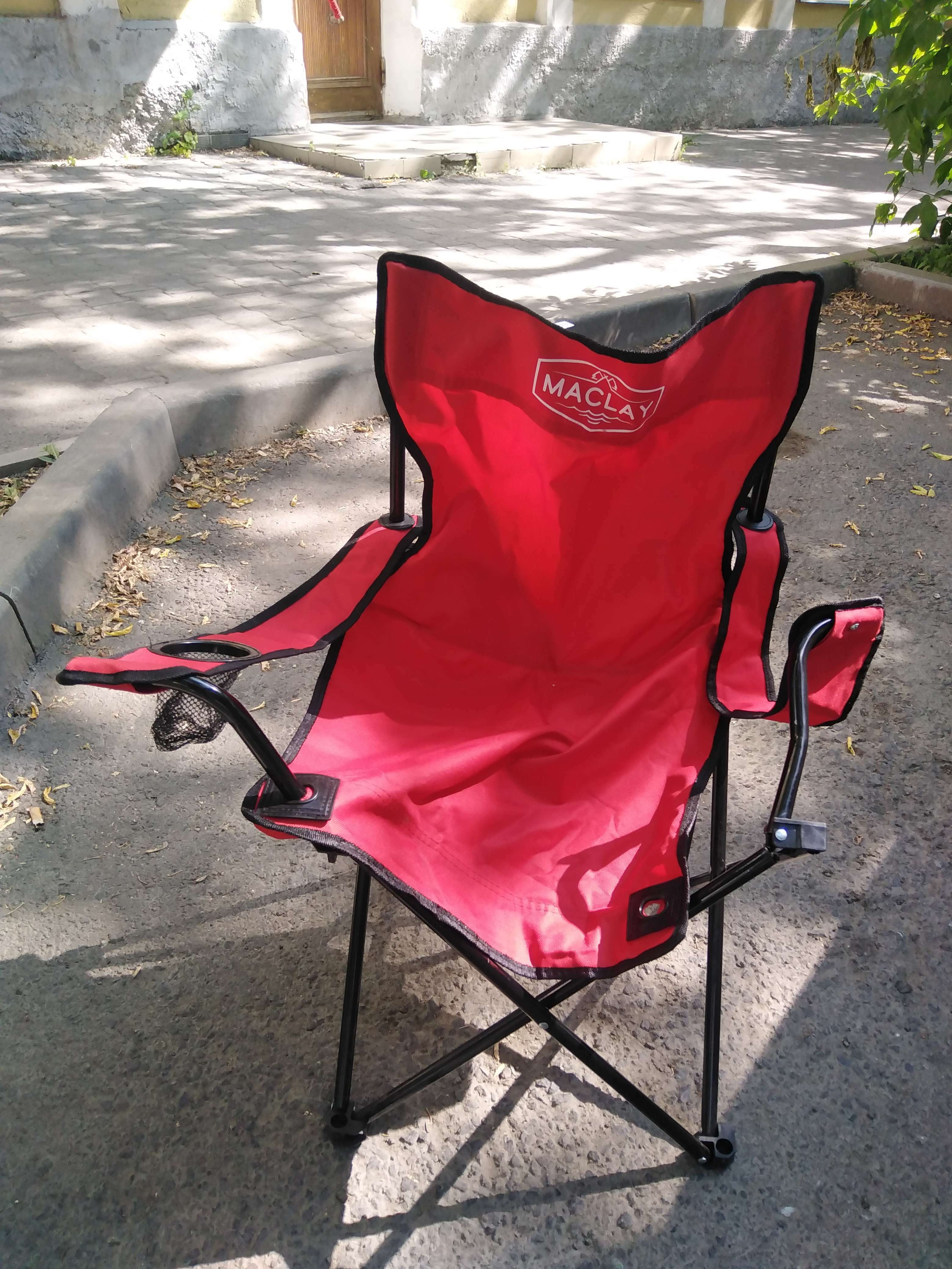 Фотография покупателя товара Кресло туристическое Maclay, с подстаканником, 50х50х80 см, цвет красный