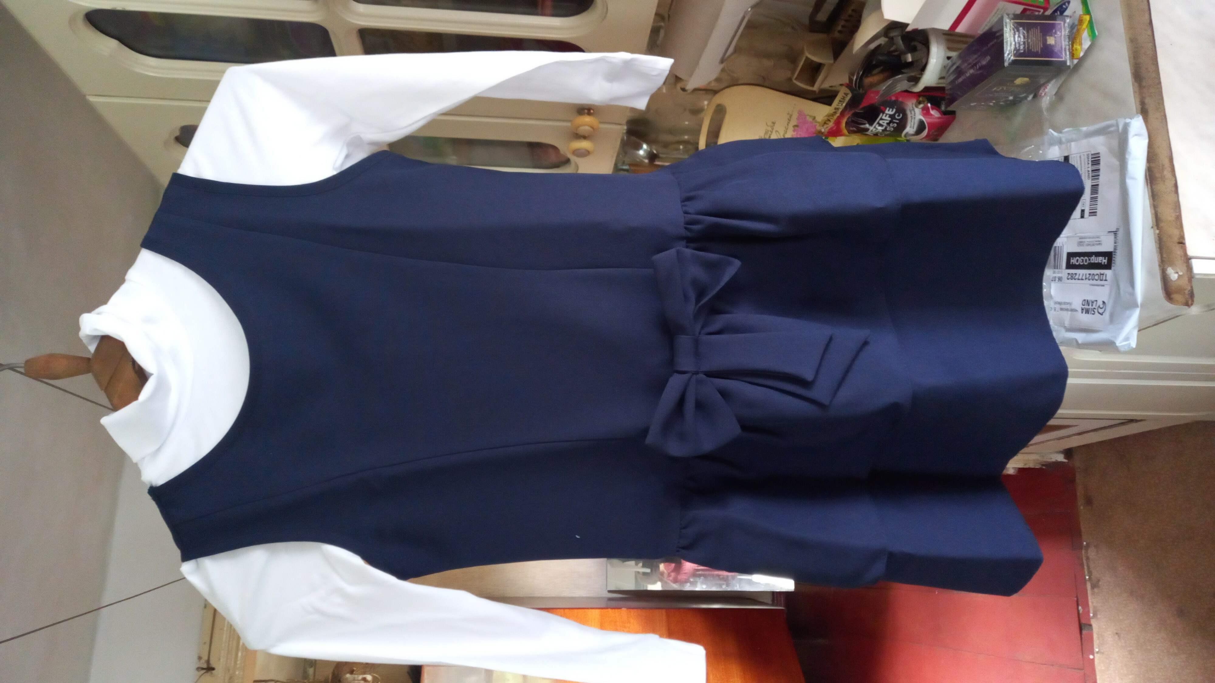 Фотография покупателя товара Школьный сарафан для девочки, рост 128-134 см, цвет синий - Фото 1