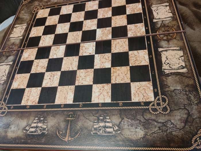 Фотография покупателя товара Шахматы деревянные 50х50 см "Морская карта", король h-9 см, пешка h-4.5 см - Фото 4