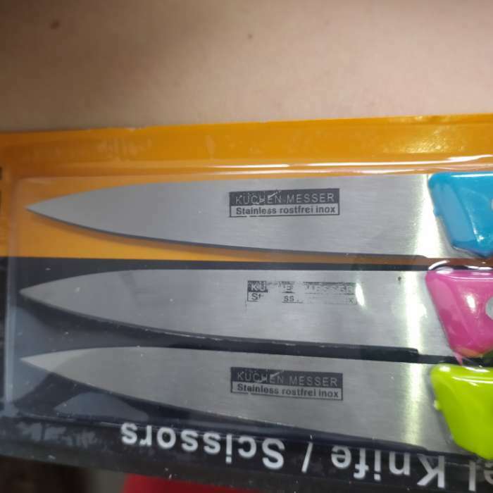 Фотография покупателя товара Набор кухонных ножей «Цвета», 3 предмета, лезвие 12 см, цвет МИКС