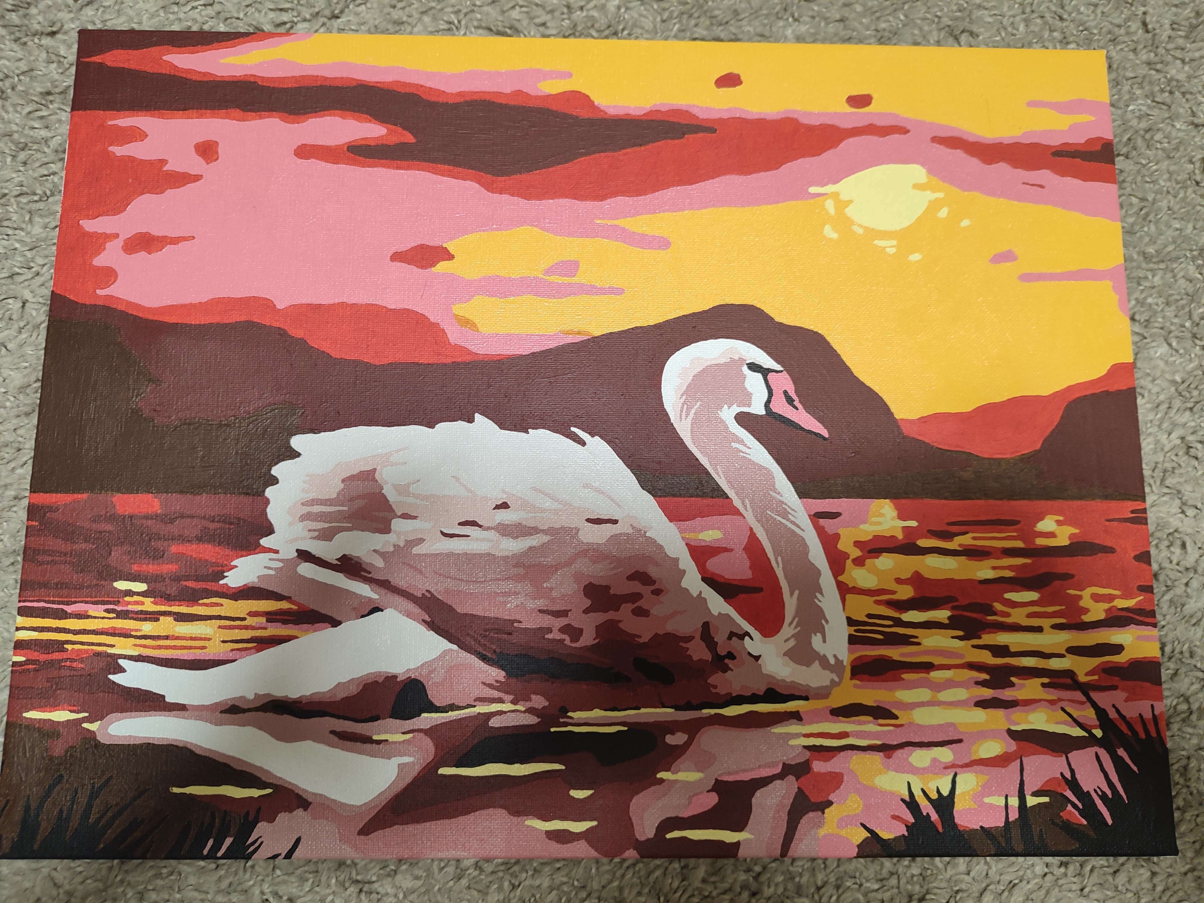 Фотография покупателя товара Картина по номерам на холсте с подрамником «Лебедь на озере», 30 х 40 см - Фото 2