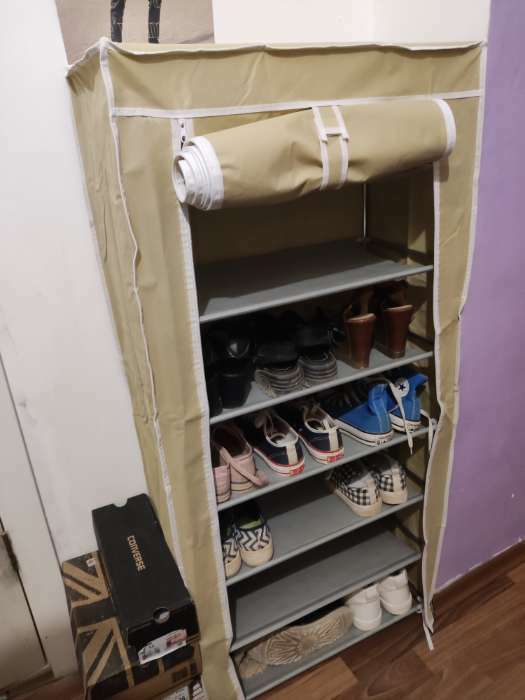 Фотография покупателя товара Обувница, 7 ярусов, 60×30×120 см, цвет бежевый