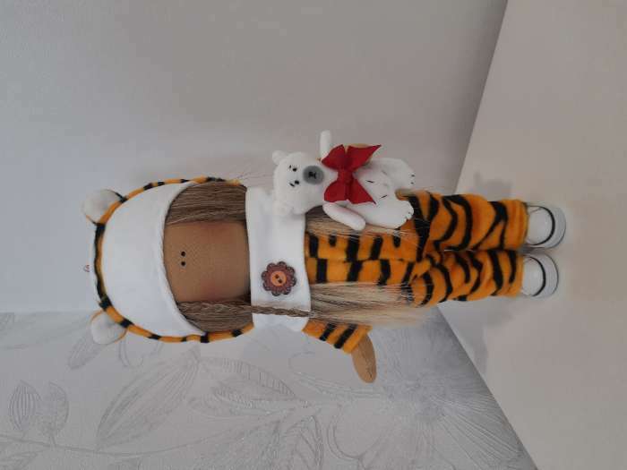 Фотография покупателя товара Лоскут для рукоделия, 53 × 53 см, мех тигровый яркий на трикотажной основе - Фото 1