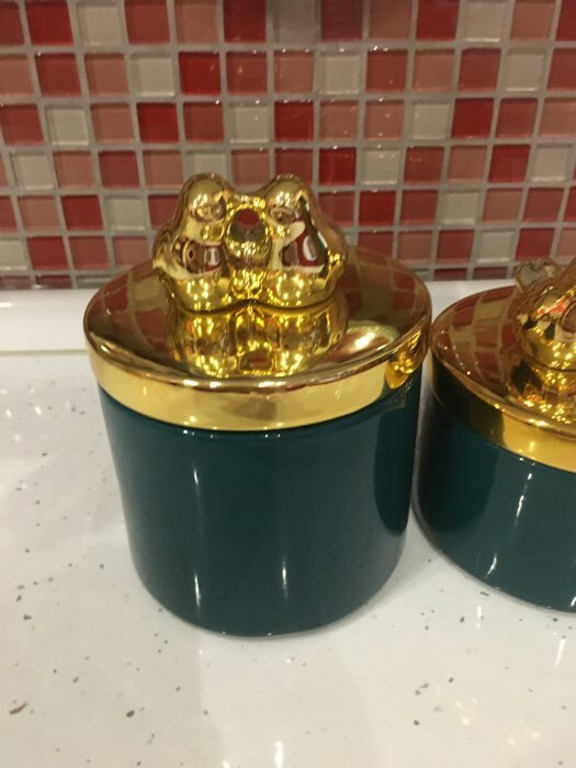 Фотография покупателя товара Банка керамическая для сыпучих продуктов «Золотое крыло», 1 л, цвет зелёный - Фото 7