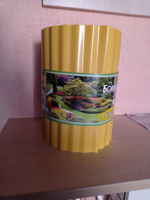 Фотография покупателя товара Лента бордюрная, 0.2 × 9 м, толщина 0.6 мм, пластиковая, гофра, жёлтая