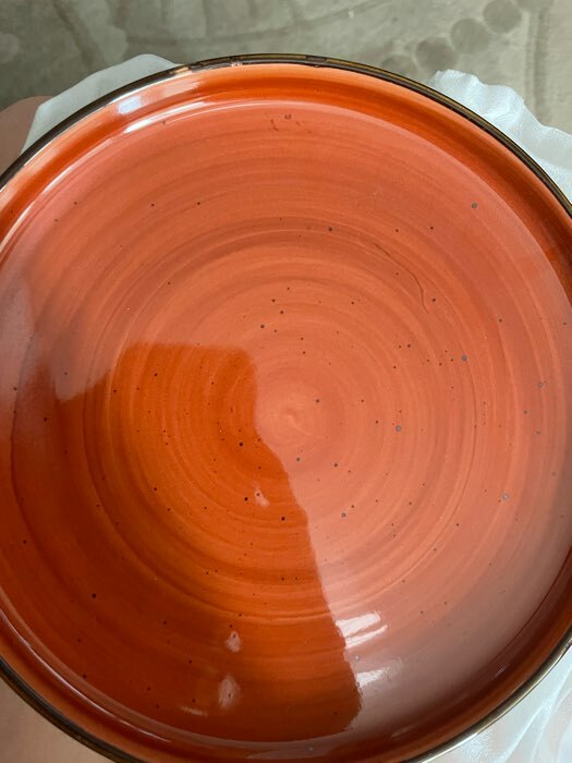 Фотография покупателя товара Блюдо керамическое сервировочное «Сапфир», 20×2,5 см, цвет оранжевый