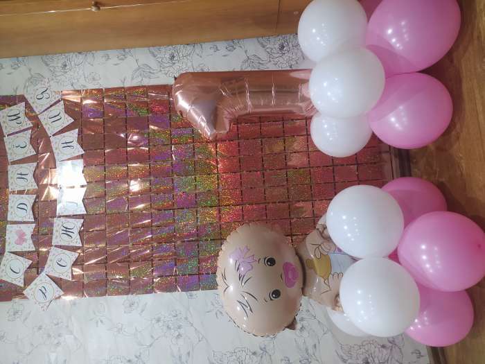 Фотография покупателя товара Праздничный занавес голография, 100 × 200 см., цвет розово-золотой