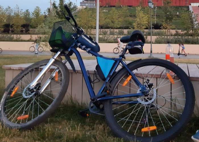 Фотография покупателя товара Велосумка GRAFFITI, на раму, увеличенная, цвет синий - Фото 1