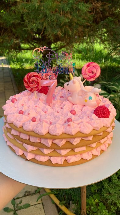 Фотография покупателя товара Свеча в торт цифра «7», розовая - Фото 1