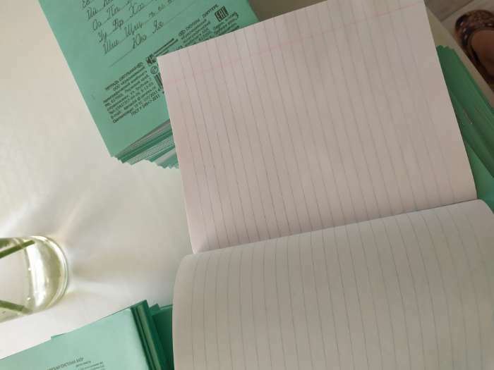 Фотография покупателя товара Тетрадь 12 листов в линейку "Зелёная обложка", офсет №1, 58-63 г/м2, белизна 90% - Фото 4