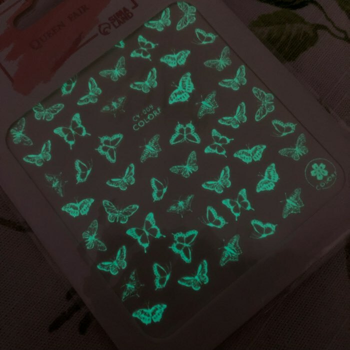 Фотография покупателя товара Наклейки для ногтей «Бабочки», флуоресцентные, цвет белый