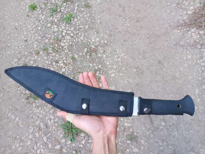 Фотография покупателя товара Нож-кукри туристический "Джунгли" 44,5см, клинок 320мм/4,9мм, черный - Фото 5
