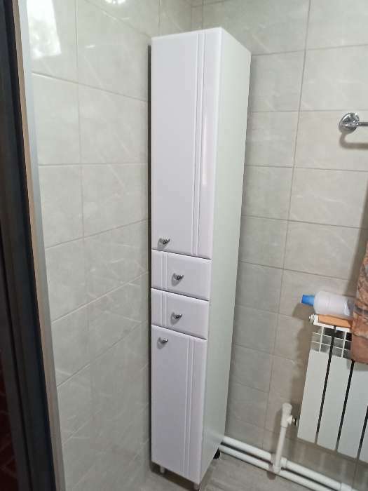Фотография покупателя товара Пенал для ванной комнаты "Тура" с двумя дверцами и ящиками, 24 х 30 х 181 см - Фото 5