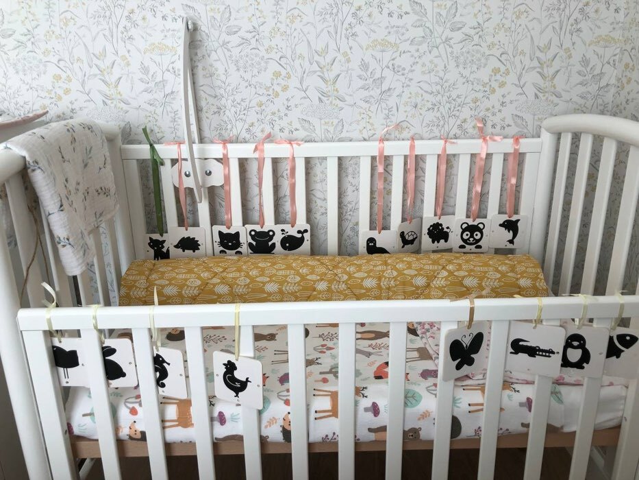 Фотография покупателя товара Чёрно-белые картинки для новорожденных «Животные», 40 картинок, 0+ - Фото 1