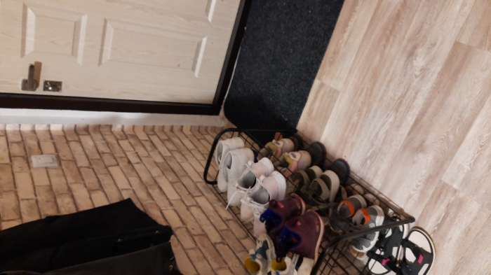 Фотография покупателя товара Этажерка для обуви разборная, 2 яруса, 66×28×44 см, цвет чёрный - Фото 1
