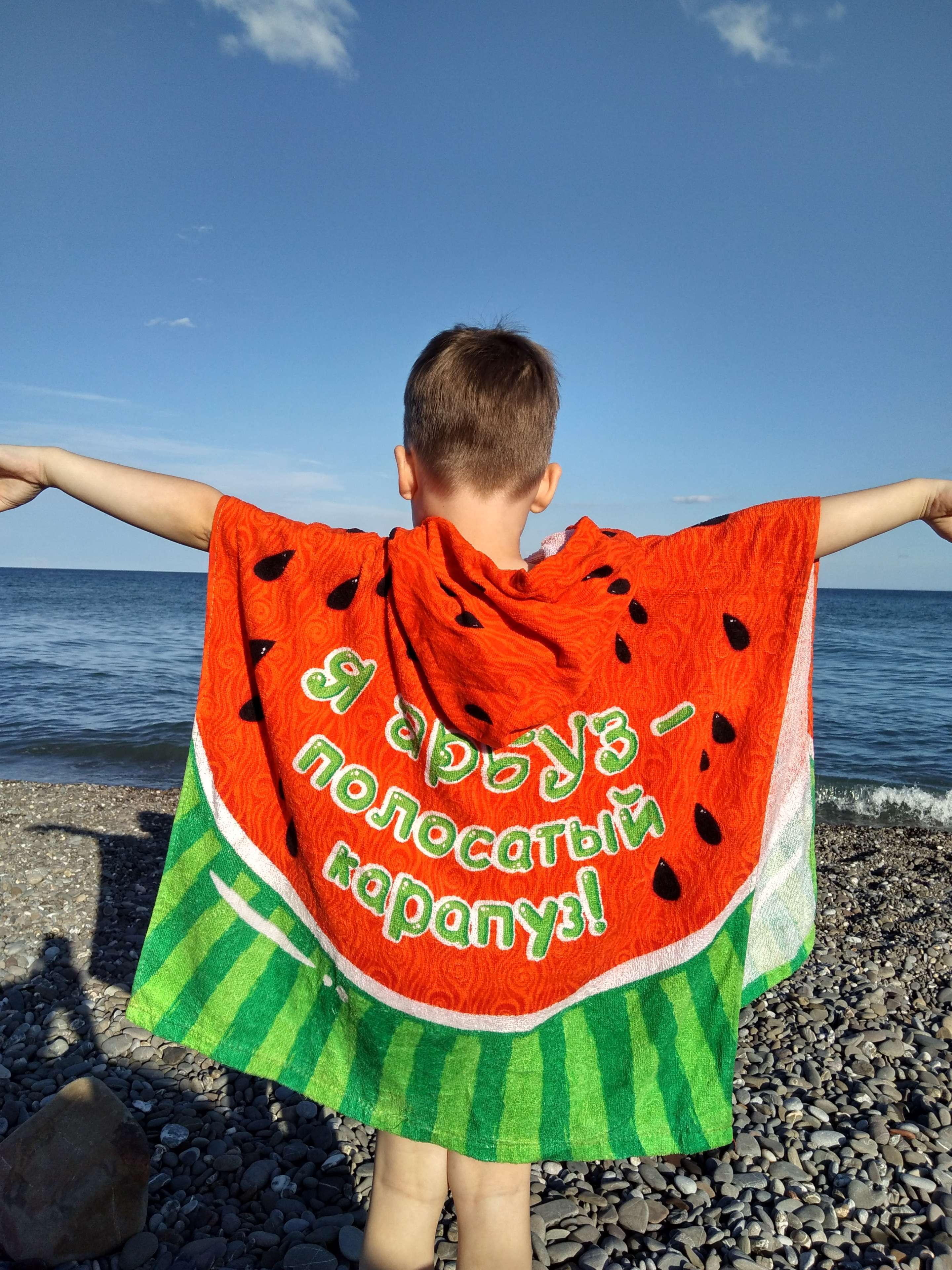 Фотография покупателя товара Детское полотенце-пончо с капюшоном "Collorista" Арбуз 60 х 120 см, хлопок 280 гр/м2