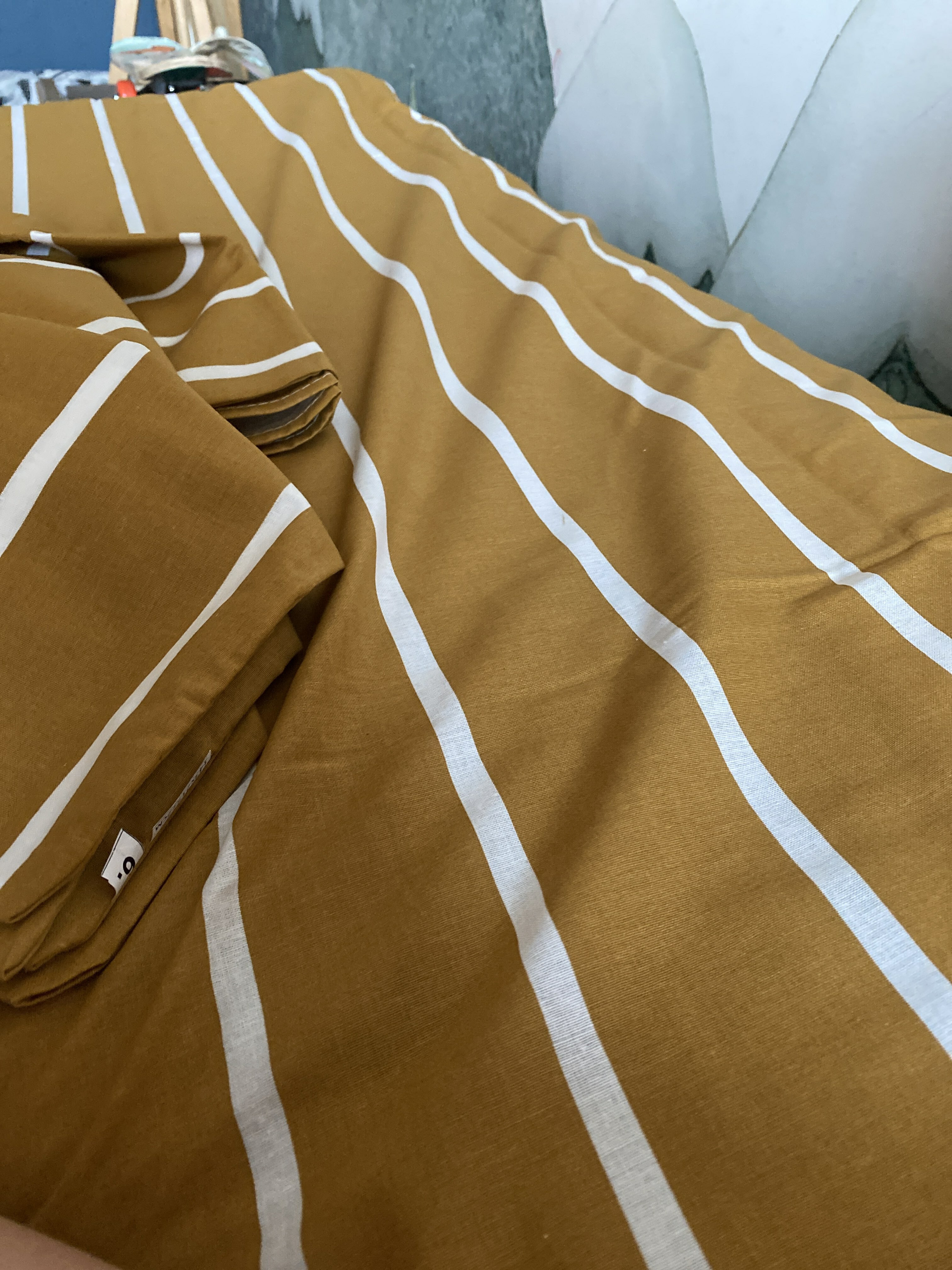 Фотография покупателя товара Постельное бельё дуэт «Этель» Mustard stripes, поплин - Фото 3