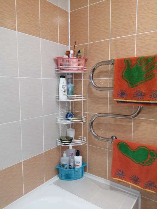 Фотография покупателя товара Полка для ванной угловая 4-х ярусная, 20,5×20,5×71 см, цвет белый - Фото 5