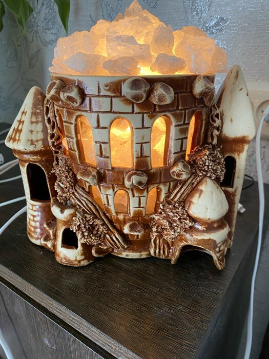 Фотография покупателя товара Соляная лампа "Замок", керамическое основание, 20 см, 2-3 кг