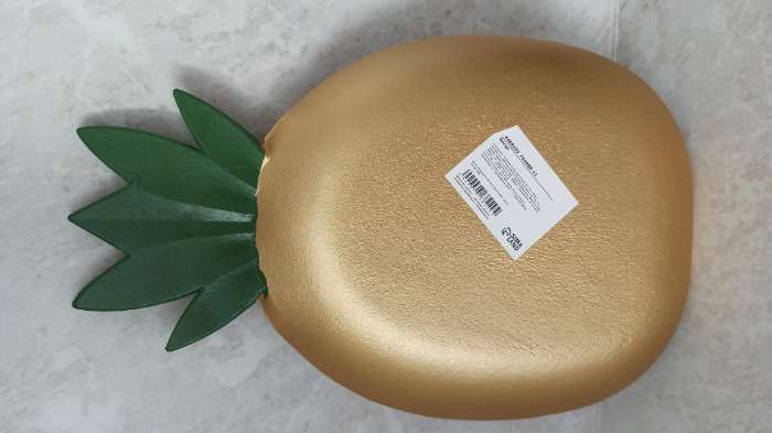 Фотография покупателя товара Блюдо для фруктов Доляна «Золотой ананас», 30×19×2,5 см, цвет золотой - Фото 3