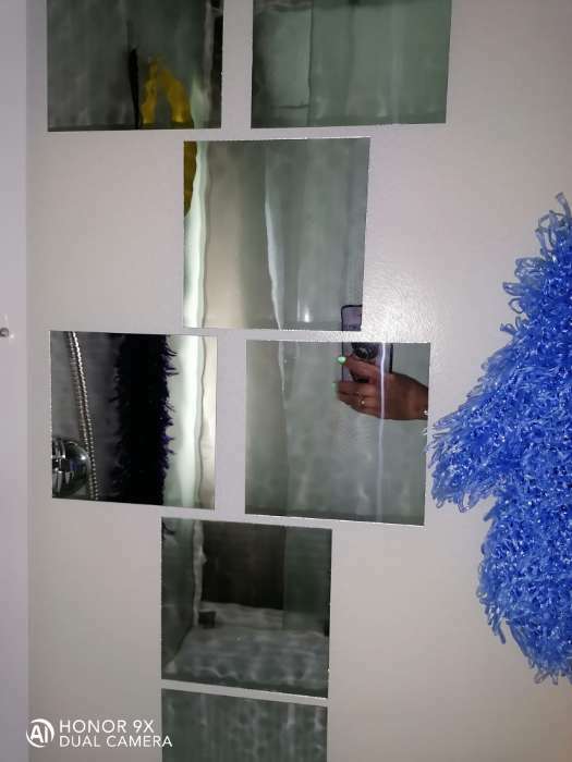 Фотография покупателя товара Наклейки интерьерные "Квадратики", зеркальные, декор настенный, набор 9 шт, 15 х 15 см - Фото 6