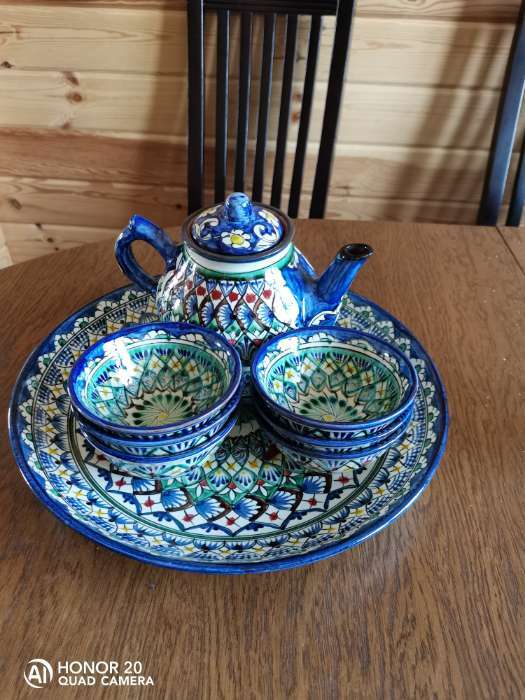 Фотография покупателя товара Набор чайный 9 предметов Риштанская Керамика (Чайник 0,8л,пиалы- 0,2) - Фото 5