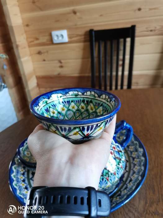 Фотография покупателя товара Набор чайный 9 предметов Риштанская Керамика (Чайник 0,8л,пиалы- 0,2) - Фото 4