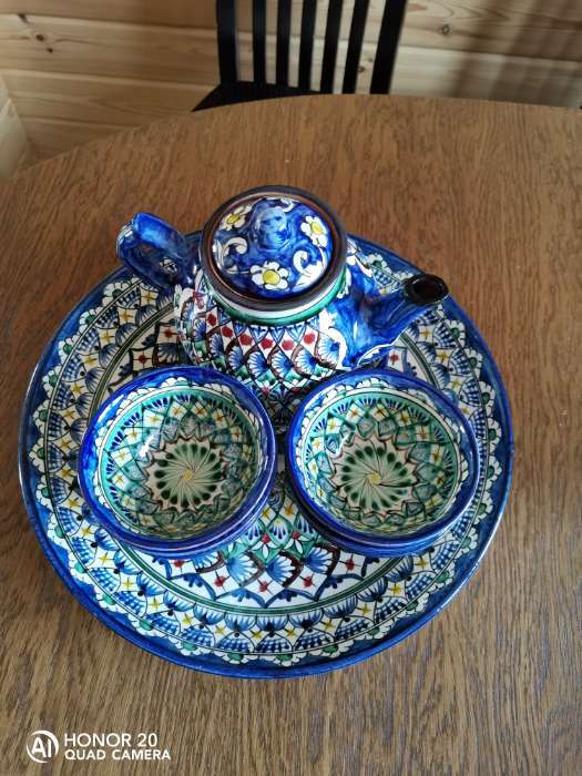 Фотография покупателя товара Набор чайный 9 предметов Риштанская Керамика (Чайник 0,8л,пиалы- 0,2)