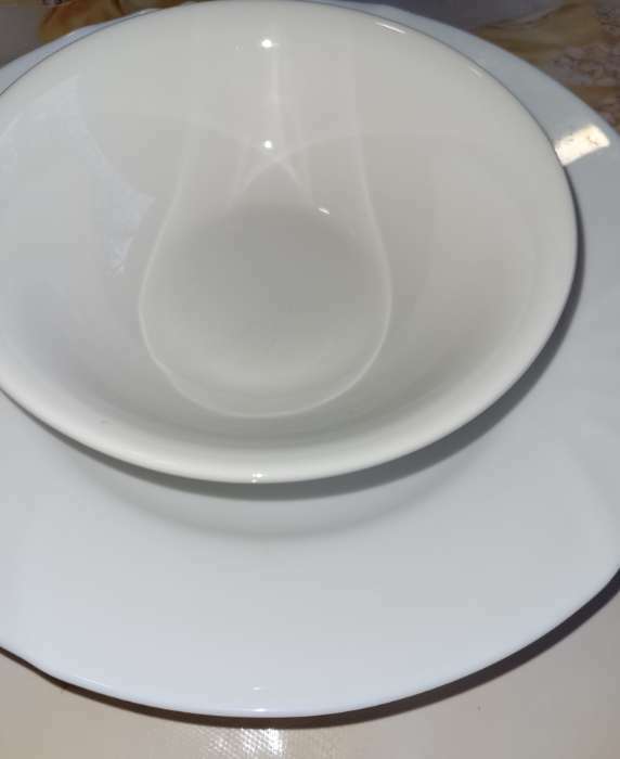 Фотография покупателя товара Тарелка фарфоровая глубокая Доляна White Label, 350 мл, d=15 см, цвет белый - Фото 2