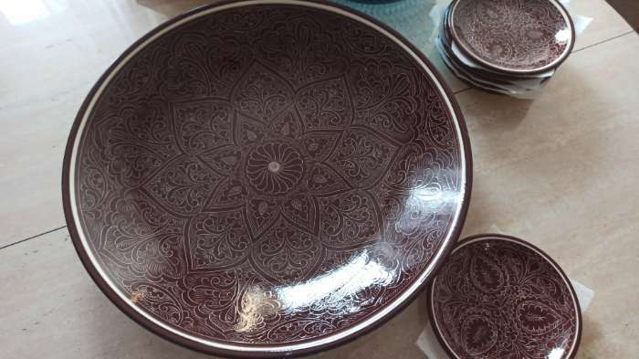 Фотография покупателя товара Тарелка Риштанская Керамика "Узоры", коричневая, плоская, 15 см - Фото 1