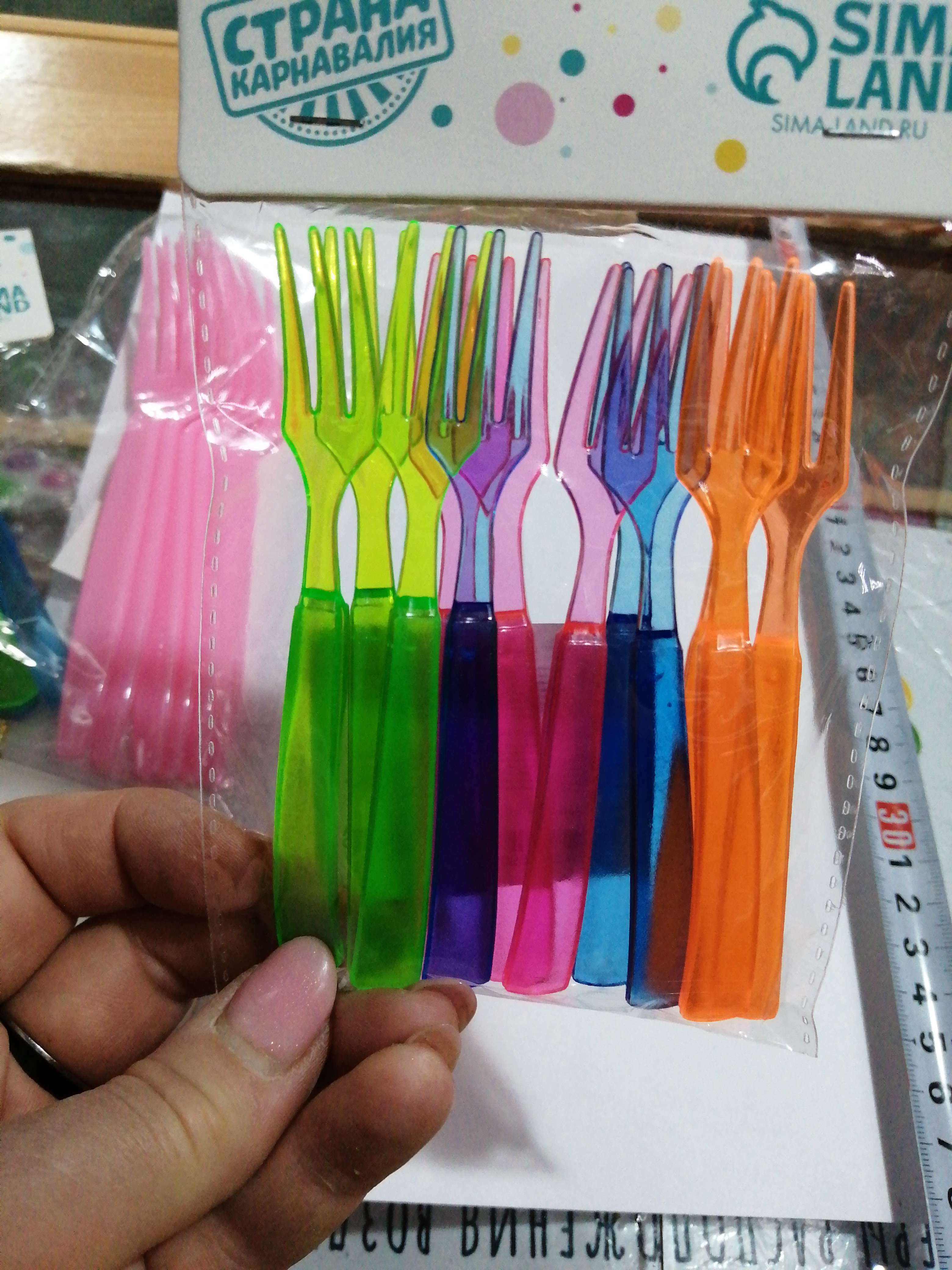 Фотография покупателя товара Вилки пластиковые, набор 12 шт., цвета МИКС