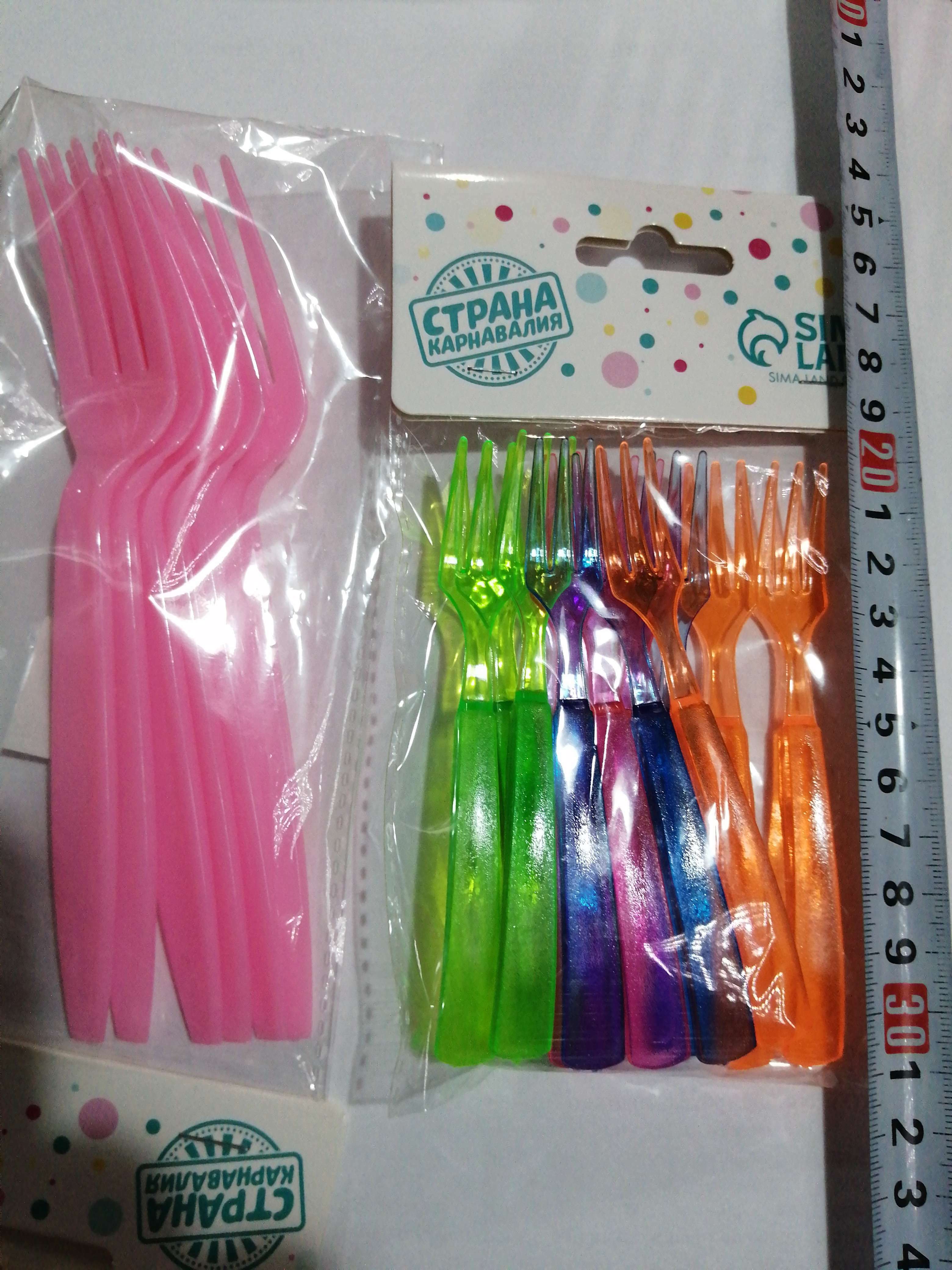 Фотография покупателя товара Вилки пластиковые, набор 12 шт., цвета МИКС