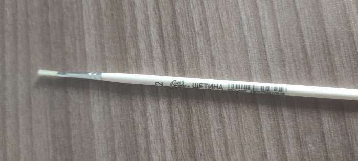 Фотография покупателя товара Кисть Щетина плоская № 2 (ширина обоймы 2 мм; длина волоса 10 мм), деревянная ручка, Calligrata - Фото 3