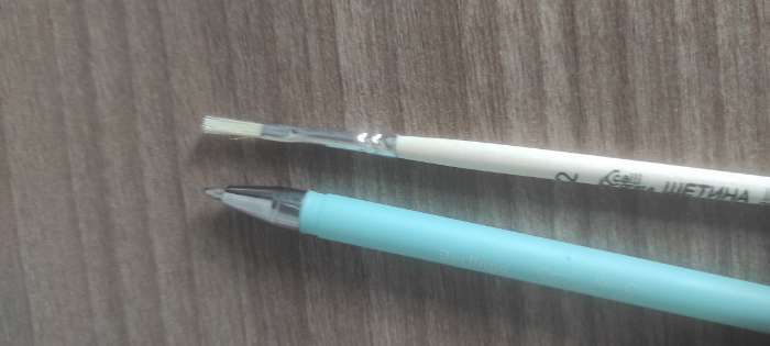 Фотография покупателя товара Кисть Щетина плоская № 2 (ширина обоймы 2 мм; длина волоса 10 мм), деревянная ручка, Calligrata