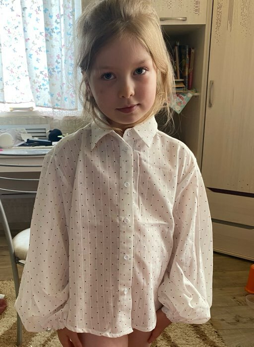 Фотография покупателя товара Рубашка детская MINAKU: Cotton collection, белая, рост 122 см - Фото 2