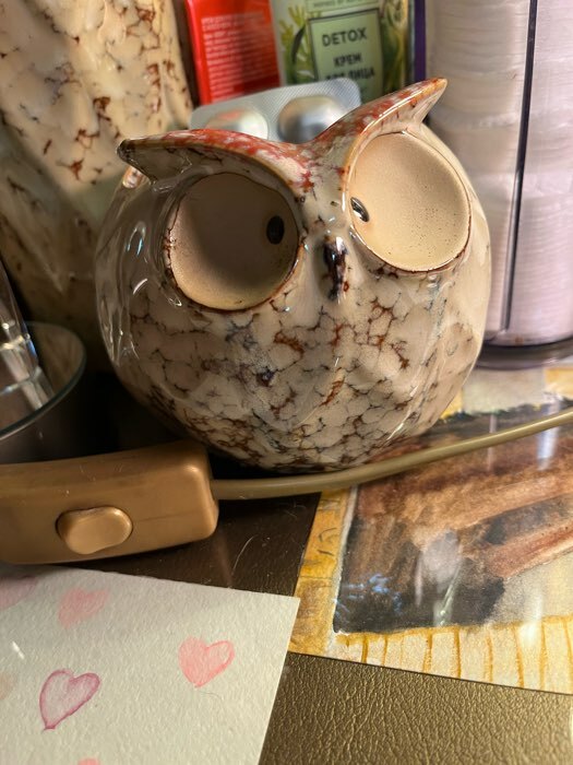 Фотография покупателя товара Декоративный горшок для цветов «Совёнок», 550 мл, 11×11.5×10 см, керамика, бежевый - Фото 1