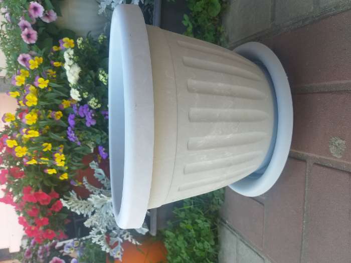Фотография покупателя товара Горшок для цветов с поддоном «Сильвер ЭКО», 4 л, d=23 см, цвет светло-серый - Фото 1