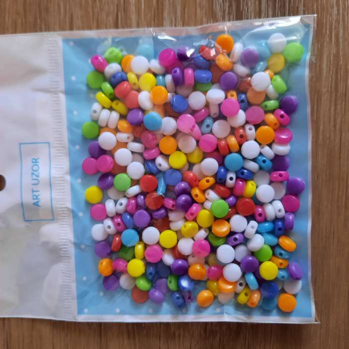 Фотография покупателя товара Бусины для творчества пластик "Цветные кругляшки" набор 20 гр 0,3х0,5х0,5 см