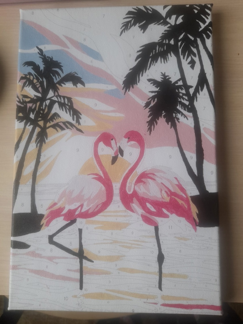 Фотография покупателя товара Картина по номерам на холсте с подрамником «Фламинго на закате», 30х20 см - Фото 4