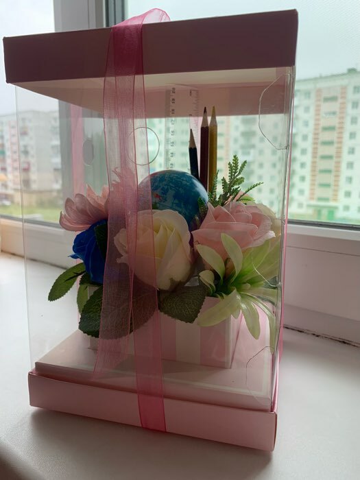 Фотография покупателя товара Коробка подарочная для цветов с вазой и PVC окнами складная, упаковка, «With love», 16 х 23 х 16 см - Фото 10