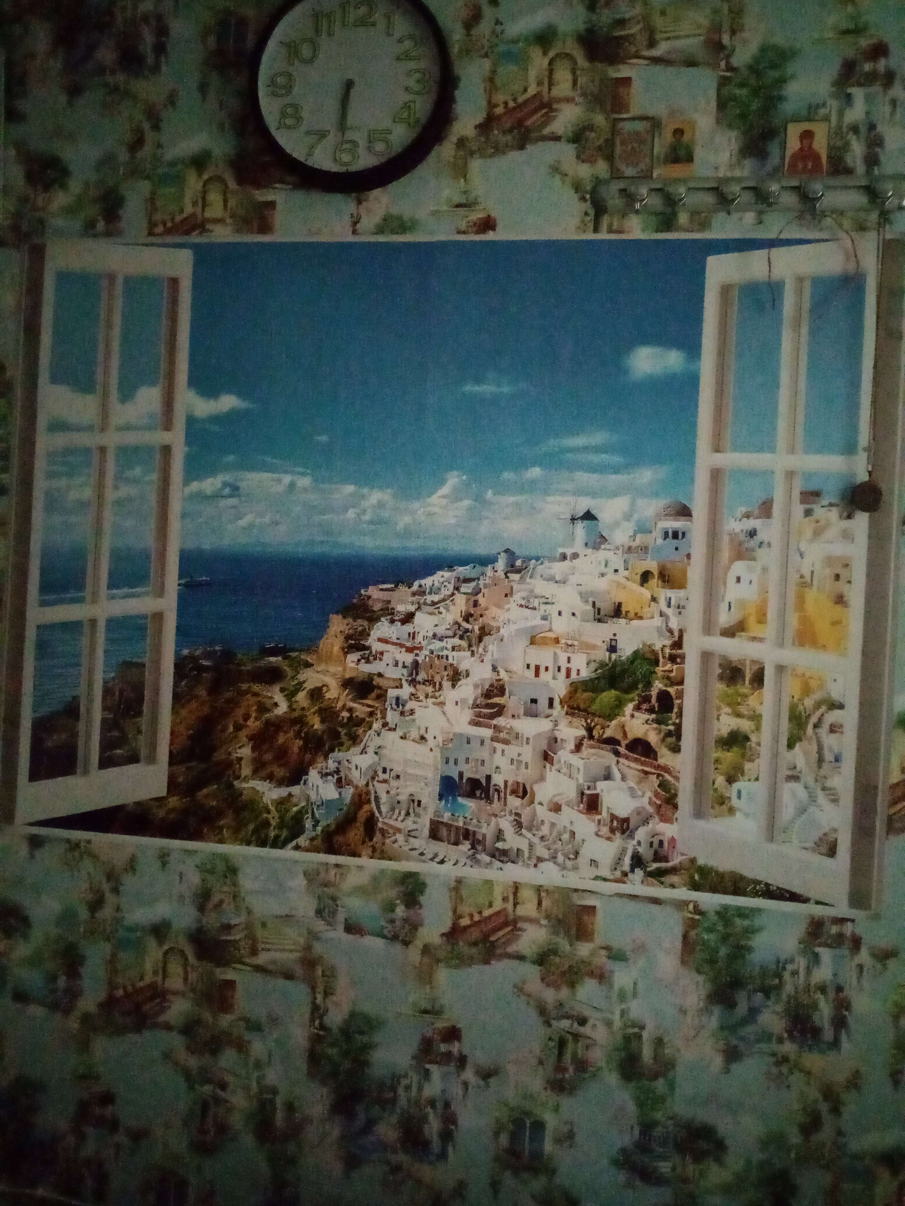 Фотография покупателя товара Фотообои B-012 Bellissimo "Окно в Греции", 2 листа 1400х1000мм