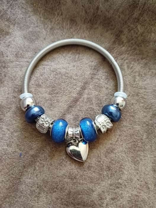 Фотография покупателя товара Браслет ассорти «Марджери» сердце, сине-морской в серебре, d=6.5 см - Фото 1
