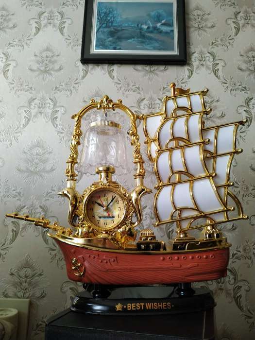 Фотография покупателя товара Часы-светильник "Парусник", с будильником, 32 х 28 см