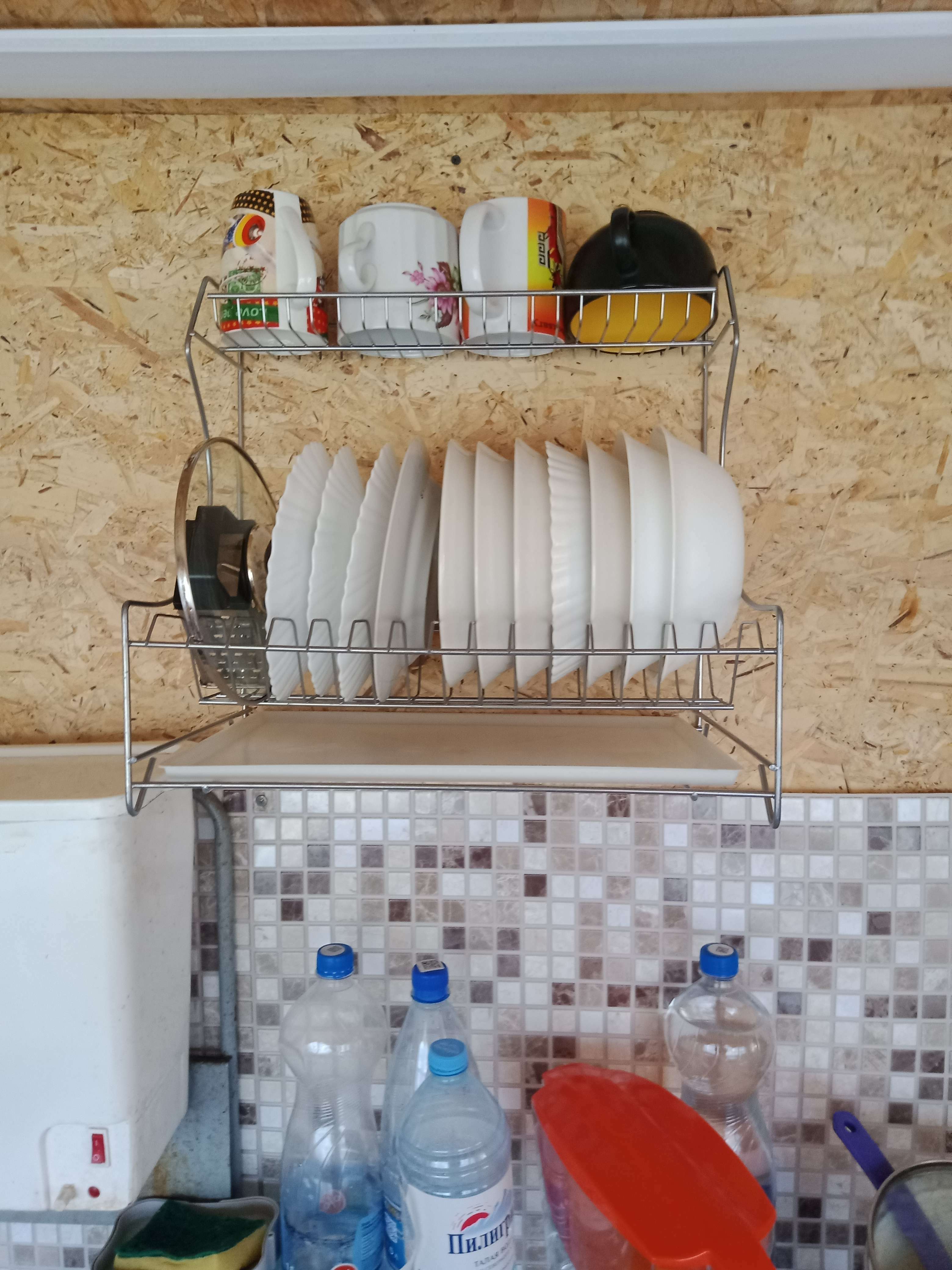Фотография покупателя товара Сушилка для посуды с поддоном 2-х ярусная, настольно-настенная, 39,5×25×38 см, цвет хром - Фото 2